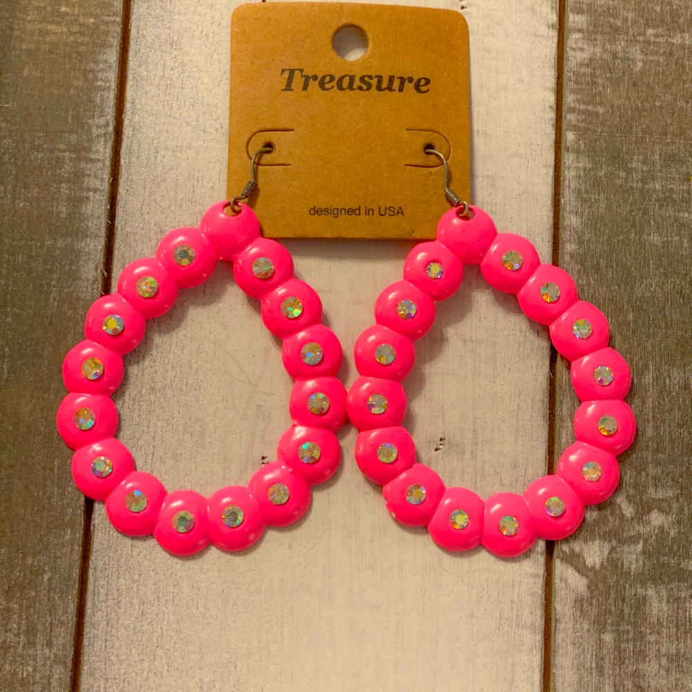 Hot Pink AB Crystal year drop Earrings